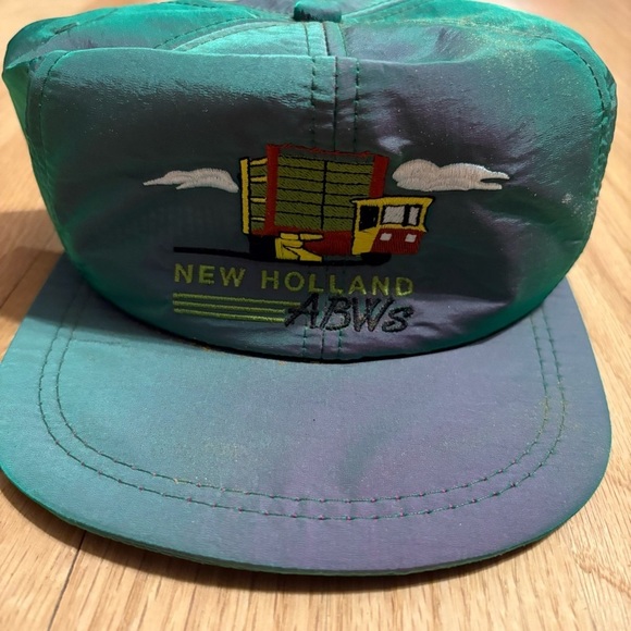 New Holland ABWS Green Blue Iridescent SnapBack Hat Trucker Embroidered Wagon - Picture 3 of 7